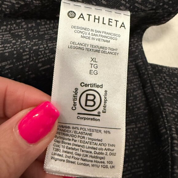 Athleta Delancey Textured‎ Tight Leggings Size XL Black and Gray - Picture 8 of 8